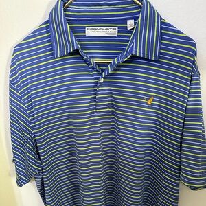 Carnoustie Mens Golf Performance Striped L Egret/Crane Polo Shirt